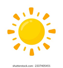 yellow sun icon Simple cartoon style design. The rays of the sun in summer