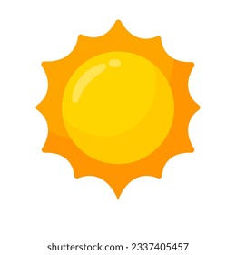 Gelbe Sonnensymbol Einfaches Cartoon-Design. Die Sonnenstrahlen im Sommer