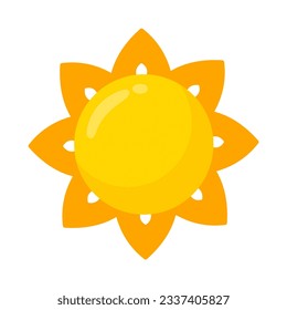 icono del sol amarillo Diseño sencillo de dibujos animados. Los rayos del sol en verano