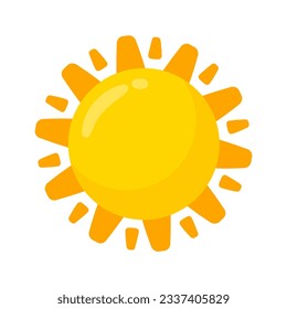 yellow sun icon Simple cartoon style design. The rays of the sun in summer