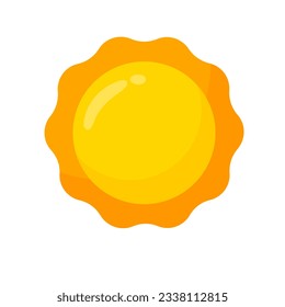 yellow sun icon Simple cartoon style design. The rays of the sun in summer