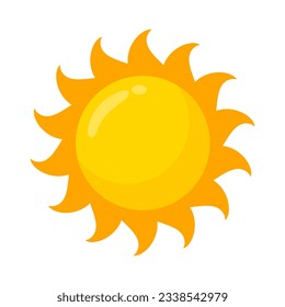 yellow sun icon Simple cartoon style design. The rays of the sun in summer