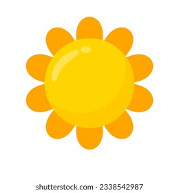 yellow sun icon Simple cartoon style design. The rays of the sun in summer