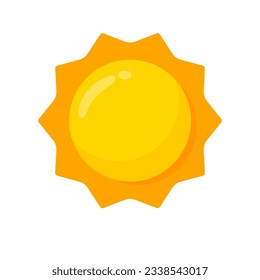 yellow sun icon Simple cartoon style design. The rays of the sun in summer