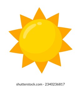 yellow sun icon Simple cartoon style design. The rays of the sun in summer