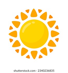 icono del sol amarillo Diseño sencillo de dibujos animados. Los rayos del sol en verano