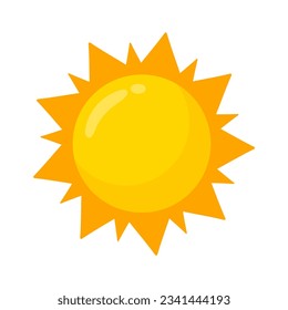 yellow sun icon Simple cartoon style design. The rays of the sun in summer