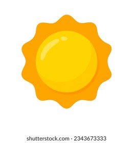 yellow sun icon Simple cartoon style design. The rays of the sun in summer