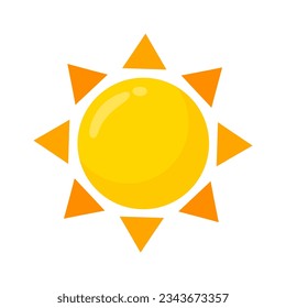 icono del sol amarillo Diseño sencillo de dibujos animados. Los rayos del sol en verano