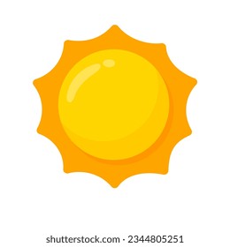 yellow sun icon Simple cartoon style design. The rays of the sun in summer