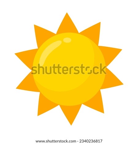 yellow sun icon Simple cartoon style design. The rays of the sun in summer