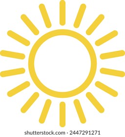 Yellow sun icon in simple style . Sun icon vector . Summer sun symbol