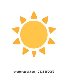 Yellow sun icon with triangular rays around a central circle