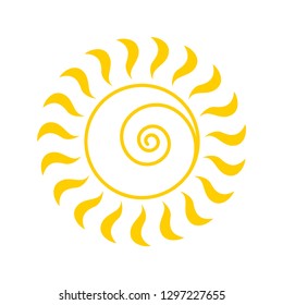 Yellow Sun icon. Vector and illustration symbol isolated on white background.