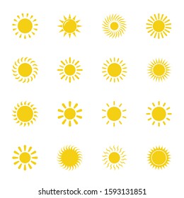 Yellow sun icon vector isolated, sun symbol