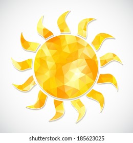 Yellow sun label of triangles