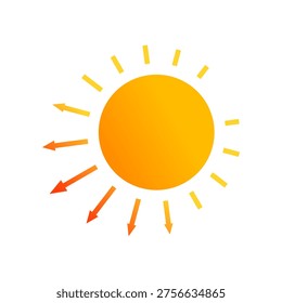 Yellow sun light rays UV line arrow icon vector design