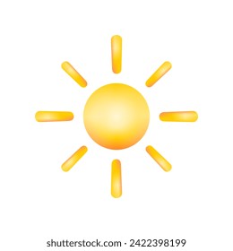 Yellow sun light rays watercolor icon vector design