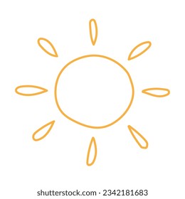 ilustración vectorial lineal solar amarilla aislada en fondo blanco