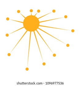 Yellow sun with long rays summer time