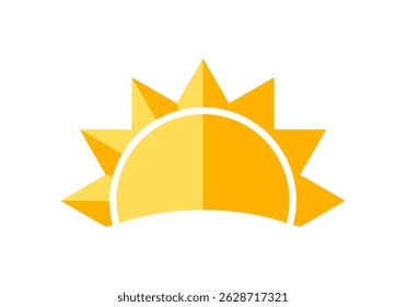 Yellow sun morning icon flat vector design