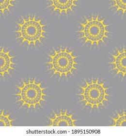 yellow sun on a gray background pattern
