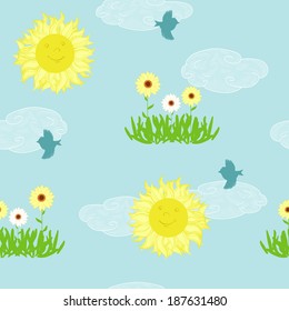 Yellow sun on the summer sky