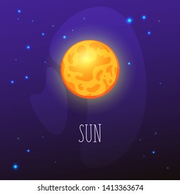 yellow sun on violet star space