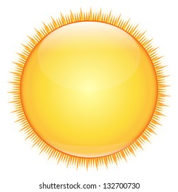 Yellow sun on a white background. Vector illustration