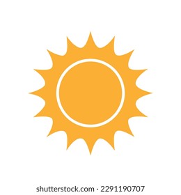 A yellow sun on a white background with copy space