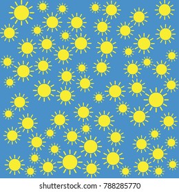 Yellow sun pattern on blue background