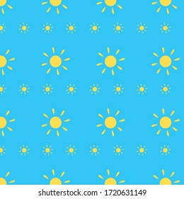 patrones de sol amarillos en el vector de fondo azul 