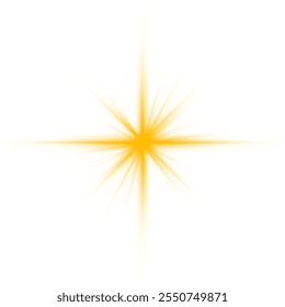 Yellow sun ray glow abstract shine light effect starburst sbeam sunshine glowing isolated image. Realistic sun rays. 