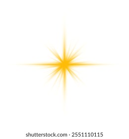 Yellow sun ray glow abstract shine light effect starburst sbeam sunshine glowing isolated image. Realistic sun rays. 