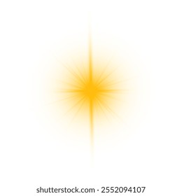 Yellow sun ray glow abstract shine light effect starburst sbeam sunshine glowing isolated image. Realistic sun rays. 