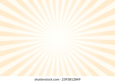 Yellow Sun ray vector background. Blanched almond color sun ray vector background. Light color radial beam sunrise or sunset light retro sunburst glowing background.