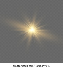 Sol amarillo con rayos y resplandeciente como fondo. Contiene máscara de recorte. resplandecer la luz. Ilustración vectorial eps 10.