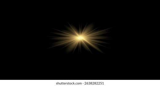 Yellow sun with rays and glow on transparent like background. Contains clipping mask. glow light. Vector illustration eps 10.
