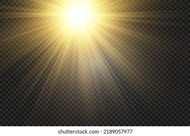 Yellow sun with rays and glow.Bright beautiful star.