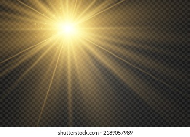 Yellow sun with rays and glow.Bright beautiful star.