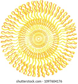 yellow sun with rays on a white background