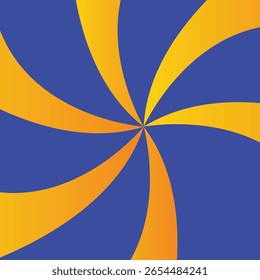 Yellow sun rays radial background on blue color. swirl style
