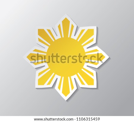  Yellow sun with rays. Republic of The Philippines flag.