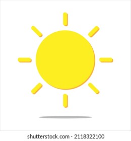 Yellow sun with rays, sun star. Vector icon. Cartoon minimal style. Summer, weather, nature, space concept.