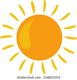 Yellow sun with rays vector illustration element.