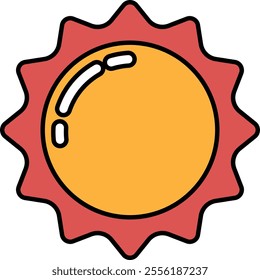 A yellow sun with a red outline. The sun is a symbol of warmth and happiness. The red outline adds a sense of energy and excitement to the image