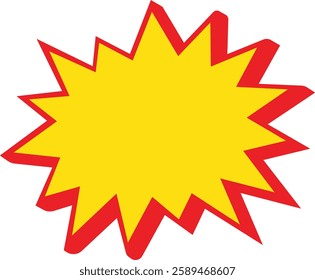 yellow sun with red star Blank sale tags. Ribbon sale banners. Red and yellow starburst stickers. Pop art funny bang bubble. 