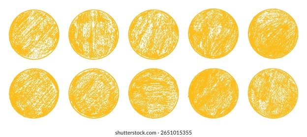 Yellow sun rough round with grunge texture. Grunge circle stamp background brush. Grunge rough sun with texture