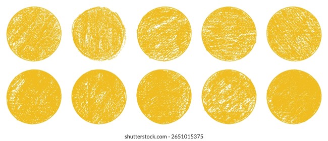 Yellow sun rough round with grunge texture. Grunge circle stamp background brush. Grunge rough sun with texture