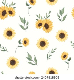 Yellow Sun Seamless Pattern Flower Frame Background